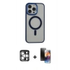 MARSİLYAN™- iPhone 15 Pro Max Kılıf Yankı Işık Özel Seri - Siyah 3D Antistatik Mat Seramik Nano Ekran Koruyucu + PVD Metal Kamera Lens - GS
