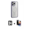 MARSİLYAN™- iPhone 15 Pro Max Kılıf Yankı Işık Özel Seri - Siyah 3D Antistatik Mat Seramik Nano Ekran Koruyucu + PVD Metal Kamera Lens - GS