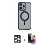 MARSİLYAN™- iPhone 15 Pro Max Kılıf Yankı Işık Özel Seri - Siyah 3D Antistatik Mat Seramik Nano Ekran Koruyucu + PVD Metal Kamera Lens - LT