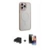 MARSİLYAN™- iPhone 15 Pro Max Kılıf Yankı Işık Özel Seri - Siyah 3D Antistatik Mat Seramik Nano Ekran Koruyucu + Raze Metal Kamera Lens - TMGI