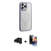MARSİLYAN™- iPhone 15 Pro Max Kılıf Yankı Işık Özel Seri - Siyah 3D Antistatik Mat Seramik Nano Ekran Koruyucu + Raze Metal Kamera Lens - SH