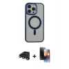 MARSİLYAN™- iPhone 15 Pro Max Kılıf Yankı Işık Özel Seri - Siyah 3D Antistatik Mat Seramik Nano Ekran Koruyucu + Raze Metal Kamera Lens - TMGI