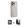 MARSİLYAN™- iPhone 15 Pro Max Kılıf Yankı Işık Özel Seri - Siyah 3D Antistatik Mat Seramik Nano Ekran Koruyucu + PVD Metal Kamera Lens - SH
