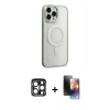 MARSİLYAN™- iPhone 15 Pro Max Kılıf Yankı Işık Özel Seri - Siyah 3D Antistatik Mat Seramik Nano Ekran Koruyucu + PVD Metal Kamera Lens - LT
