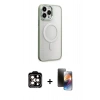 MARSİLYAN™- iPhone 15 Pro Max Kılıf Yankı Işık Özel Seri - Siyah 3D Antistatik Mat Seramik Nano Ekran Koruyucu + PVD Metal Kamera Lens - TU