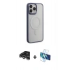 MARSİLYAN™- iPhone 15 Pro Max Kılıf Yankı Işık Özel Seri - Siyah 3D Antistatik Seramik Nano Ekran Koruyucu + Raze Metal Kamera Lens - GS