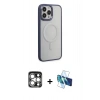 MARSİLYAN™- iPhone 15 Pro Max Kılıf Yankı Işık Özel Seri - Siyah 3D Antistatik Seramik Nano Ekran Koruyucu + PVD Metal Kamera Lens - GS