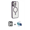 MARSİLYAN™- iPhone 15 Pro Max Kılıf Yankı Işık Özel Seri - Siyah 3D Antistatik Seramik Nano Ekran Koruyucu + PVD Metal Kamera Lens - GS