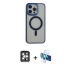 MARSİLYAN™- iPhone 15 Pro Max Kılıf Yankı Işık Özel Seri - Siyah 3D Antistatik Seramik Nano Ekran Koruyucu + PVD Metal Kamera Lens - GI