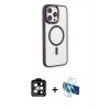 MARSİLYAN™- iPhone 15 Pro Max Kılıf Yankı Işık Özel Seri - Siyah 3D Antistatik Seramik Nano Ekran Koruyucu + PVD Metal Kamera Lens - TU