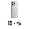 MARSİLYAN™- iPhone 15 Pro Max Kılıf Yankı Işık Özel Seri - Siyah 3D Antistatik Seramik Nano Ekran Koruyucu + PVD Metal Kamera Lens - GS