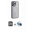 MARSİLYAN™- iPhone 15 Pro Max Kılıf Yankı Işık Özel Seri - Siyah 3D Antistatik Seramik Nano Ekran Koruyucu + PVD Metal Kamera Lens - SH