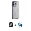 MARSİLYAN™- iPhone 15 Pro Max Kılıf Yankı Işık Özel Seri - Siyah 3D Antistatik Seramik Nano Ekran Koruyucu + PVD Metal Kamera Lens - TU