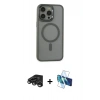 MARSİLYAN™- iPhone 15 Pro Max Kılıf Yankı Işık Özel Seri - Siyah 3D Antistatik Seramik Nano Ekran Koruyucu + Raze Metal Kamera Lens - TMGI
