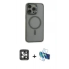 MARSİLYAN™- iPhone 15 Pro Max Kılıf Yankı Işık Özel Seri - Siyah 3D Antistatik Seramik Nano Ekran Koruyucu + PVD Metal Kamera Lens - GI