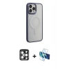 MARSİLYAN™- iPhone 15 Pro Max Kılıf Yankı Işık Özel Seri - Siyah 3D Antistatik Seramik Nano Ekran Koruyucu + PVD Metal Kamera Lens - LT