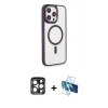 MARSİLYAN™- iPhone 15 Pro Max Kılıf Yankı Işık Özel Seri - Siyah 3D Antistatik Seramik Nano Ekran Koruyucu + PVD Metal Kamera Lens - LT
