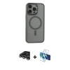 MARSİLYAN™- iPhone 15 Pro Max Kılıf Yankı Işık Özel Seri - Siyah 3D Antistatik Seramik Nano Ekran Koruyucu + Raze Metal Kamera Lens - GS
