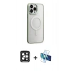 MARSİLYAN™- iPhone 15 Pro Max Kılıf Yankı Işık Özel Seri - Siyah 3D Antistatik Seramik Nano Ekran Koruyucu + PVD Metal Kamera Lens - SH
