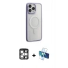 MARSİLYAN™- iPhone 15 Pro Max Kılıf Yankı Işık Özel Seri - Siyah 3D Antistatik Seramik Nano Ekran Koruyucu + PVD Metal Kamera Lens - GS