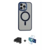MARSİLYAN™- iPhone 15 Pro Max Kılıf Yankı Işık Özel Seri - Siyah 3D Antistatik Seramik Nano Ekran Koruyucu + Raze Metal Kamera Lens - TMGI