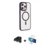 MARSİLYAN™- iPhone 15 Pro Max Kılıf Yankı Işık Özel Seri - Siyah 3D Antistatik Seramik Nano Ekran Koruyucu + Raze Metal Kamera Lens - GS