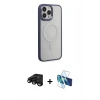 MARSİLYAN™- iPhone 15 Pro Max Kılıf Yankı Işık Özel Seri - Siyah 3D Antistatik Seramik Nano Ekran Koruyucu + Raze Metal Kamera Lens - SH