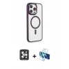 MARSİLYAN™- iPhone 15 Pro Max Kılıf Yankı Işık Özel Seri - Siyah 3D Antistatik Seramik Nano Ekran Koruyucu + PVD Metal Kamera Lens - GI