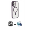 MARSİLYAN™- iPhone 15 Pro Max Kılıf Yankı Işık Özel Seri - Siyah 3D Antistatik Seramik Nano Ekran Koruyucu + PVD Metal Kamera Lens - SH