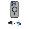 MARSİLYAN™- iPhone 15 Pro Max Kılıf Yankı Işık Özel Seri - Siyah 3D Antistatik Seramik Nano Ekran Koruyucu + Raze Metal Kamera Lens - GS