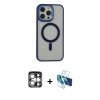 MARSİLYAN™- iPhone 15 Pro Max Kılıf Yankı Işık Özel Seri - Siyah 3D Antistatik Seramik Nano Ekran Koruyucu + PVD Metal Kamera Lens - GS