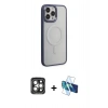MARSİLYAN™- iPhone 15 Pro Max Kılıf Yankı Işık Özel Seri - Siyah 3D Antistatik Seramik Nano Ekran Koruyucu + PVD Metal Kamera Lens - GI