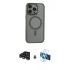 MARSİLYAN™- iPhone 15 Pro Max Kılıf Yankı Işık Özel Seri - Siyah 3D Antistatik Seramik Nano Ekran Koruyucu + Raze Metal Kamera Lens - LT