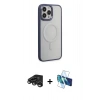 MARSİLYAN™- iPhone 15 Pro Max Kılıf Yankı Işık Özel Seri - Siyah 3D Antistatik Seramik Nano Ekran Koruyucu + Raze Metal Kamera Lens - TMGI