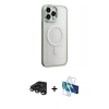 MARSİLYAN™- iPhone 15 Pro Max Kılıf Yankı Işık Özel Seri - Siyah 3D Antistatik Seramik Nano Ekran Koruyucu + Raze Metal Kamera Lens - TMGI