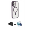 MARSİLYAN™- iPhone 15 Pro Max Kılıf Yankı Işık Özel Seri - Siyah 3D Antistatik Seramik Nano Ekran Koruyucu + Raze Metal Kamera Lens - SH
