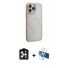 MARSİLYAN™- iPhone 15 Pro Max Kılıf Yankı Işık Özel Seri - Siyah 3D Antistatik Seramik Nano Ekran Koruyucu + PVD Metal Kamera Lens - TU