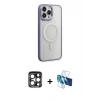 MARSİLYAN™- iPhone 15 Pro Max Kılıf Yankı Işık Özel Seri - Siyah 3D Antistatik Seramik Nano Ekran Koruyucu + PVD Metal Kamera Lens - LT