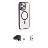 MARSİLYAN™- iPhone 15 Pro Max Kılıf Yankı Işık Özel Seri - Siyah Bilvis 0.18mm Plus Cam Ekran Koruyucu + Raze Metal Kamera Lens - GS