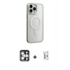 MARSİLYAN™- iPhone 15 Pro Max Kılıf Yankı Işık Özel Seri - Siyah Bilvis 0.18mm Plus Cam Ekran Koruyucu + PVD Metal Kamera Lens - GS