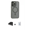 MARSİLYAN™- iPhone 15 Pro Max Kılıf Yankı Işık Özel Seri - Siyah Bilvis 0.18mm Plus Cam Ekran Koruyucu + Raze Metal Kamera Lens - GS