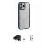 MARSİLYAN™- iPhone 15 Pro Max Kılıf Yankı Işık Özel Seri - Siyah Bilvis 0.18mm Plus Cam Ekran Koruyucu + Raze Metal Kamera Lens - GS