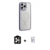 MARSİLYAN™- iPhone 15 Pro Max Kılıf Yankı Işık Özel Seri - Siyah Bilvis 0.18mm Plus Cam Ekran Koruyucu + PVD Metal Kamera Lens - TU