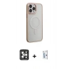 MARSİLYAN™- iPhone 15 Pro Max Kılıf Yankı Işık Özel Seri - Siyah Bilvis 0.18mm Plus Cam Ekran Koruyucu + PVD Metal Kamera Lens - GI