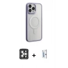 MARSİLYAN™- iPhone 15 Pro Max Kılıf Yankı Işık Özel Seri - Siyah Bilvis 0.18mm Plus Cam Ekran Koruyucu + PVD Metal Kamera Lens - GI