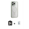 MARSİLYAN™- iPhone 15 Pro Max Kılıf Yankı Işık Özel Seri - Siyah Bilvis 0.18mm Plus Cam Ekran Koruyucu + PVD Metal Kamera Lens - TU
