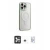 MARSİLYAN™- iPhone 15 Pro Max Kılıf Yankı Işık Özel Seri - Siyah Bilvis 0.18mm Plus Cam Ekran Koruyucu + PVD Metal Kamera Lens - GI