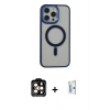 MARSİLYAN™- iPhone 15 Pro Max Kılıf Yankı Işık Özel Seri - Siyah Bilvis 0.18mm Plus Cam Ekran Koruyucu + PVD Metal Kamera Lens - TU