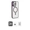 MARSİLYAN™- iPhone 15 Pro Max Kılıf Yankı Işık Özel Seri - Siyah Bilvis 0.18mm Plus Cam Ekran Koruyucu + PVD Metal Kamera Lens - GI