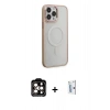 MARSİLYAN™- iPhone 15 Pro Max Kılıf Yankı Işık Özel Seri - Siyah Bilvis 0.18mm Plus Cam Ekran Koruyucu + PVD Metal Kamera Lens - TU